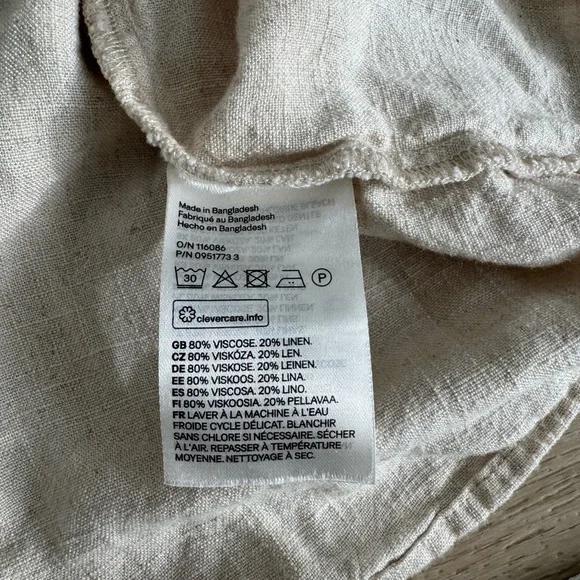 H&M Beige Linen Blend Top - Picture 2 of 4